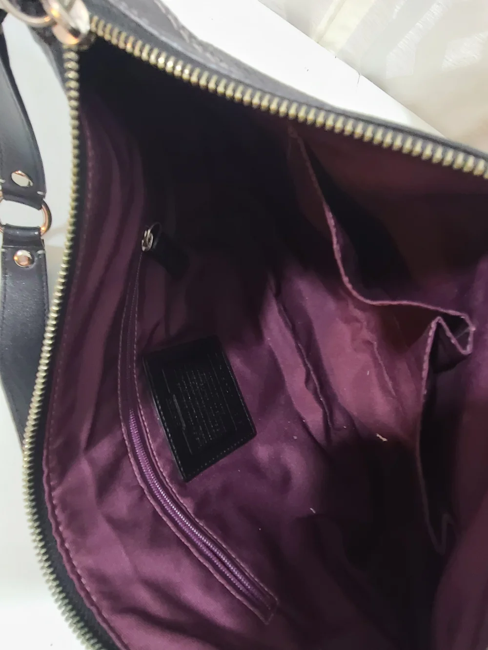 Coach Vintage Black Patent Leather Hobo Shoulder Bag with Silver Hardware